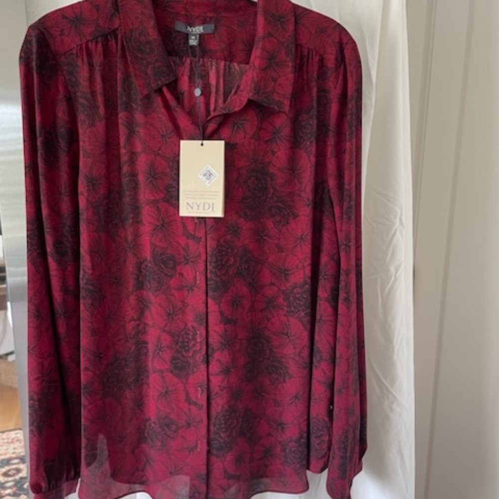 NYDJ blouse, Size M, Burgundy Floral